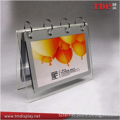 wholesale handmade acrylic desktop calendar holders with metal ring